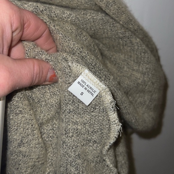 Knit Sweater Mini Dress Tan Kangaroo Pouch Pocket Size Small Just Pleat It Dress - Picture 9 of 10